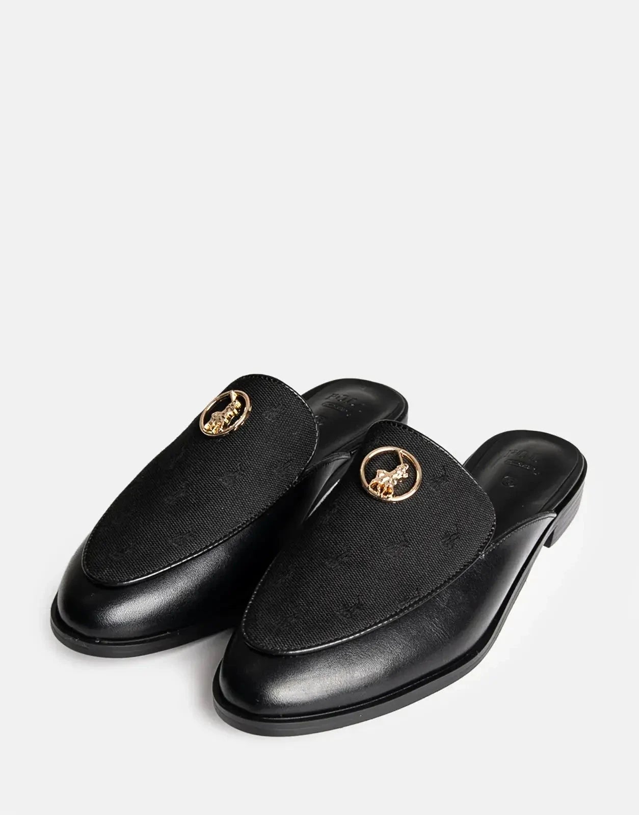 Polo Jacquard Circle Trim Black Mule Sandal - Subwear