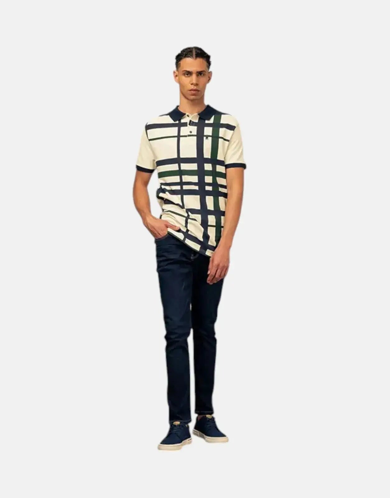 Polo Printed Check White Golfer - Subwear