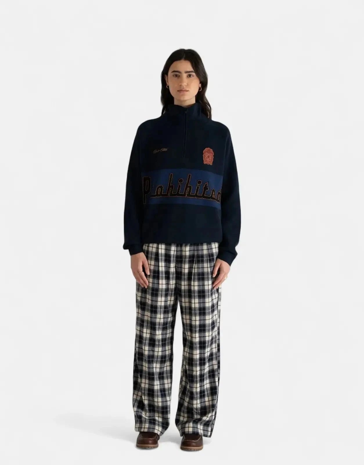 Prohibited Retro Knit Half-Zip Navy - Subwear