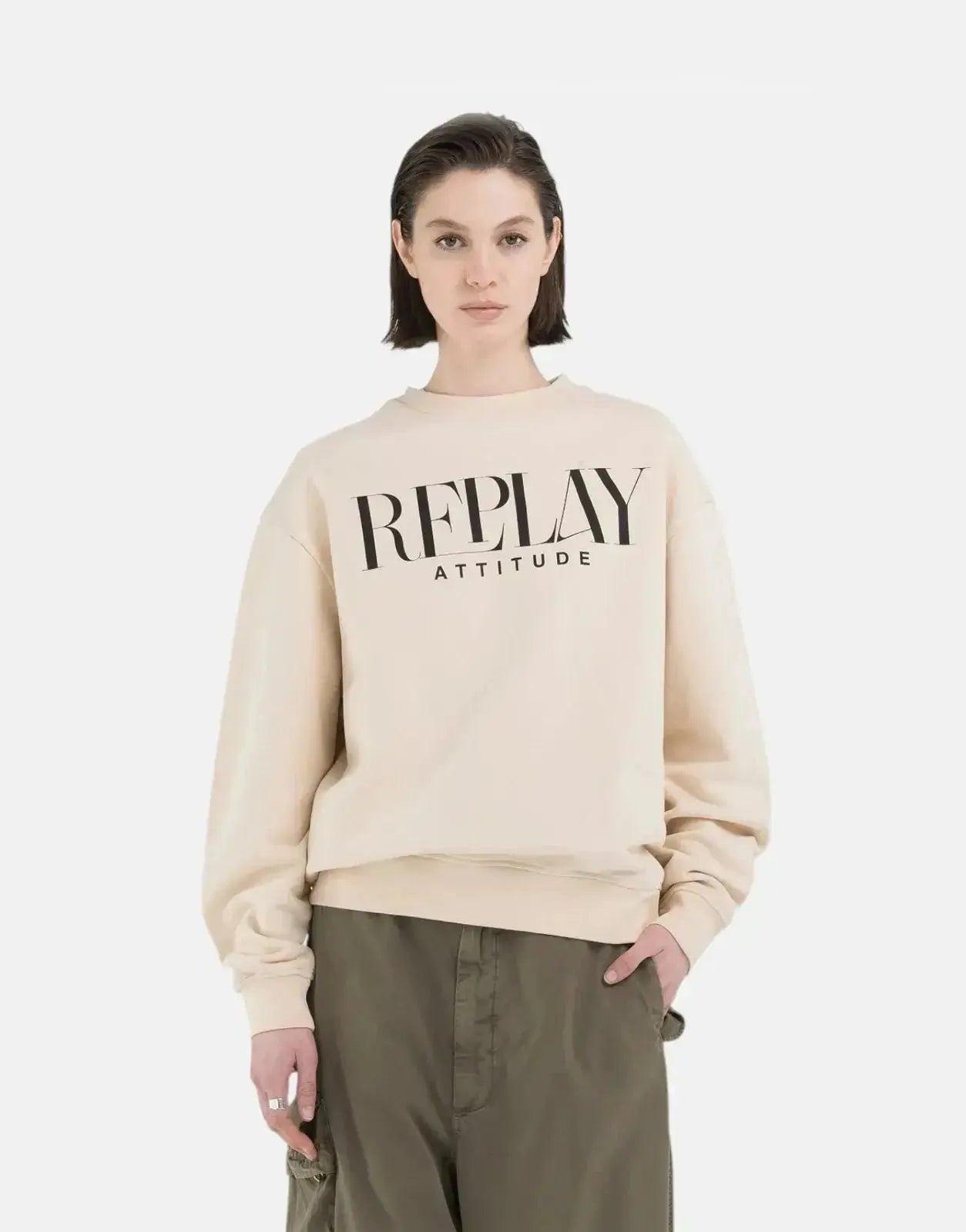 Replay Attitude Light Sand Oversized T-Shirt - Subwear