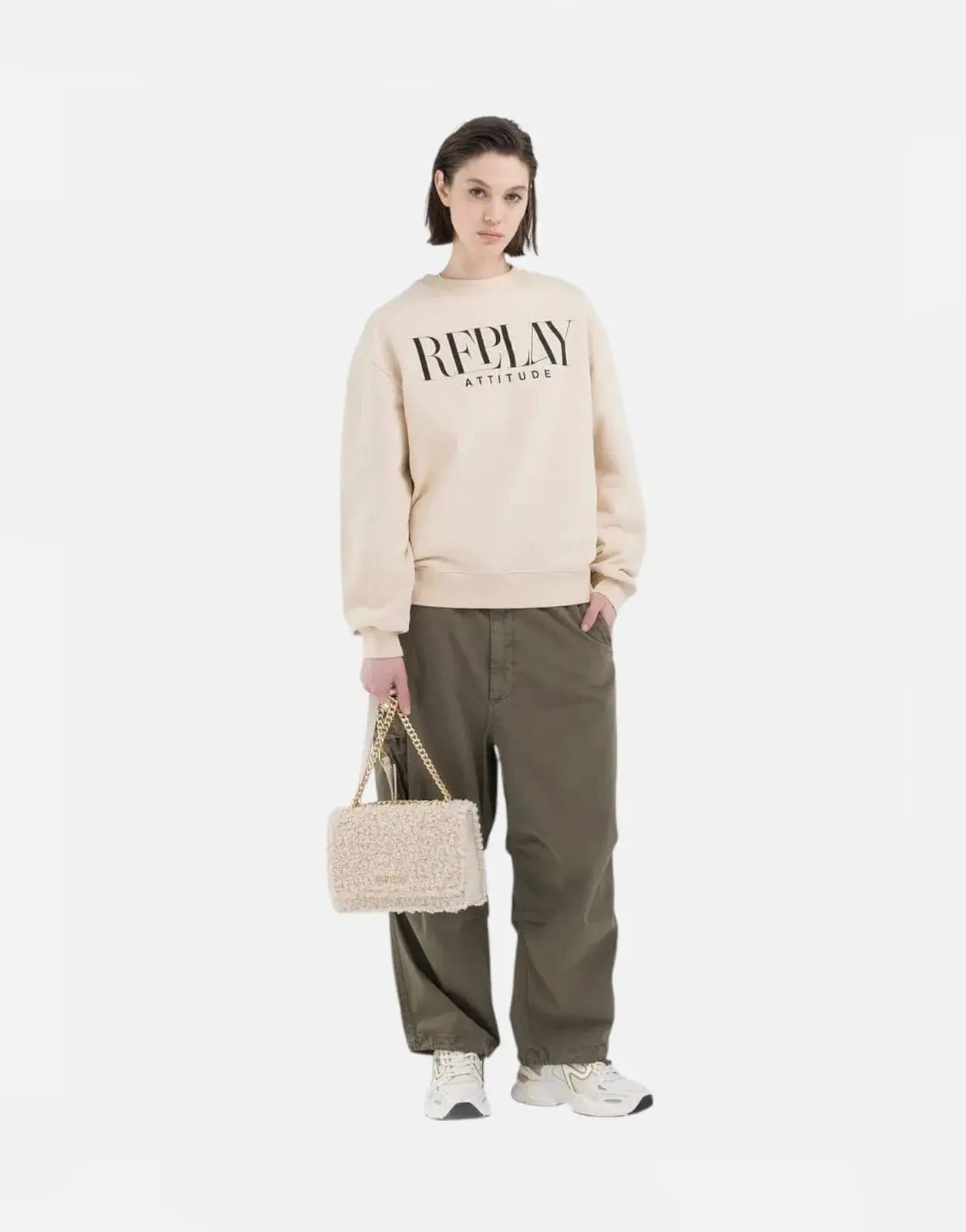 Replay Attitude Light Sand Oversized T-Shirt - Subwear