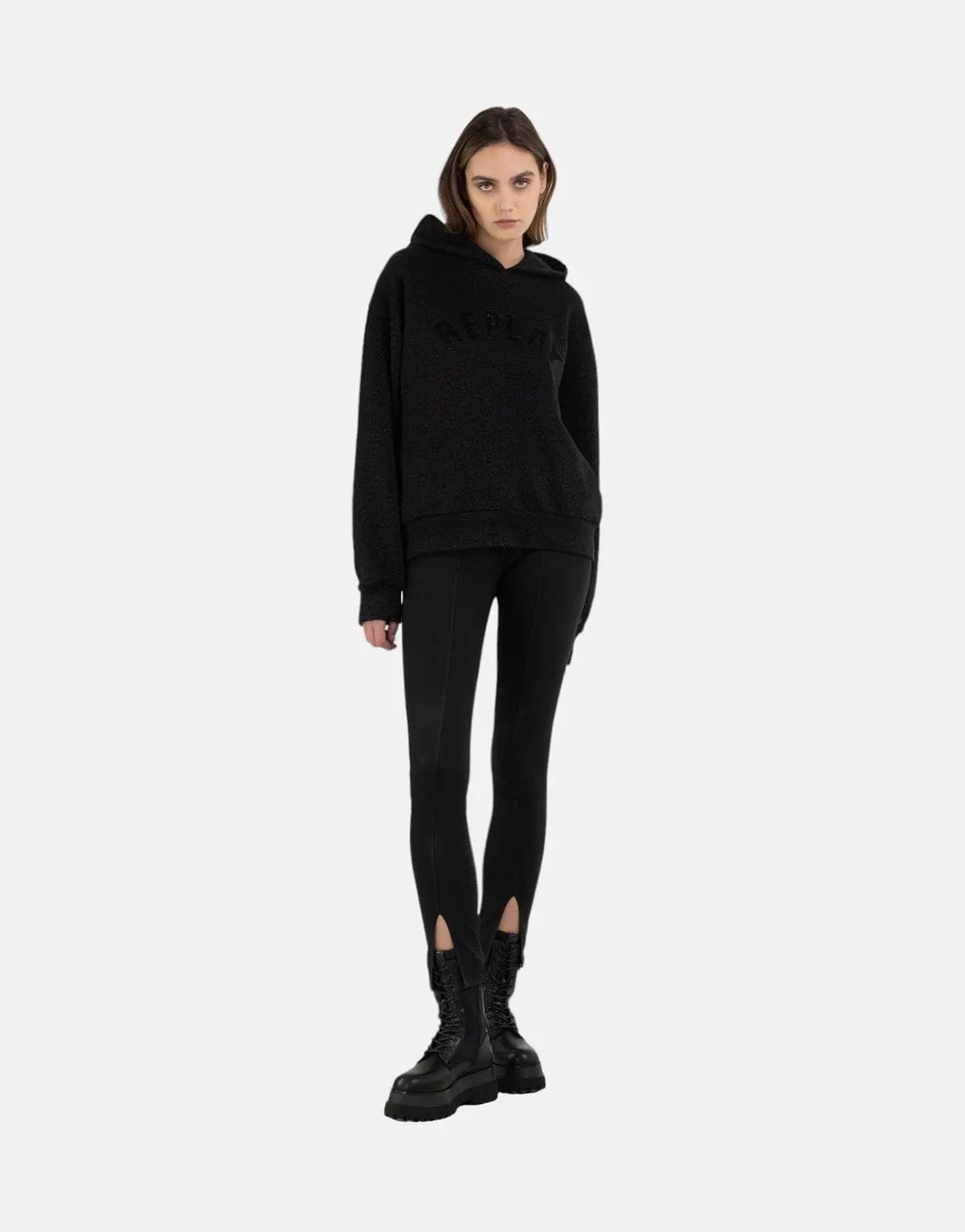 Replay Bling Hooded Black Sweatshirt - Subwear
