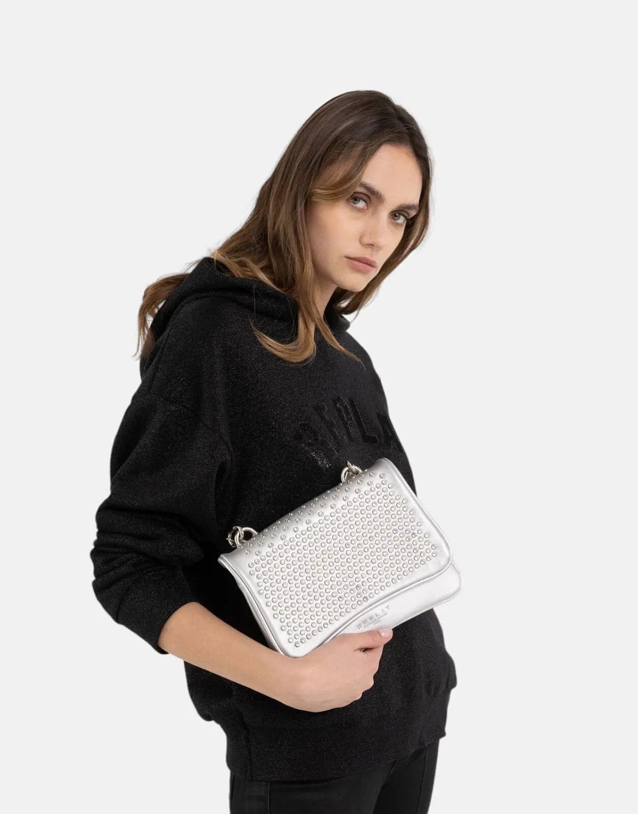 Replay Bling Hooded Black Sweatshirt - Subwear