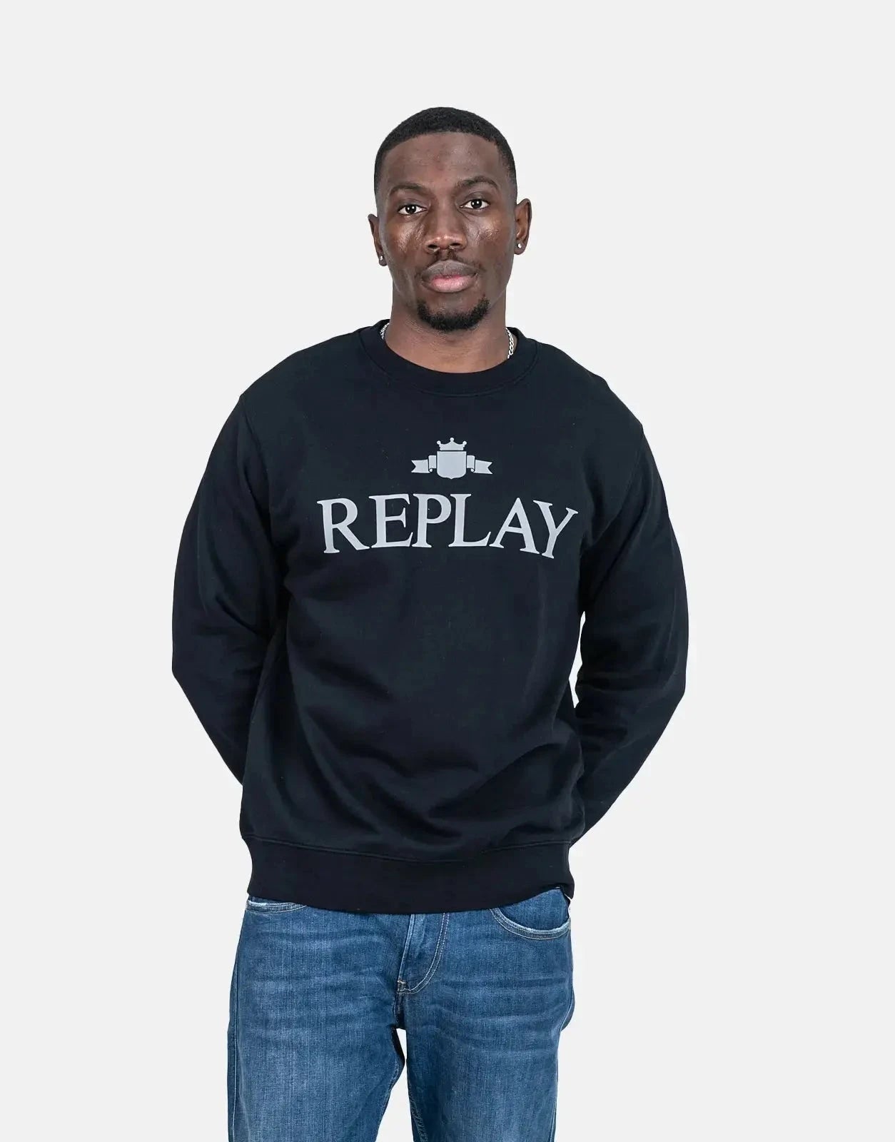 Replay Classic Logo Sweatshirt Black - Subwear
