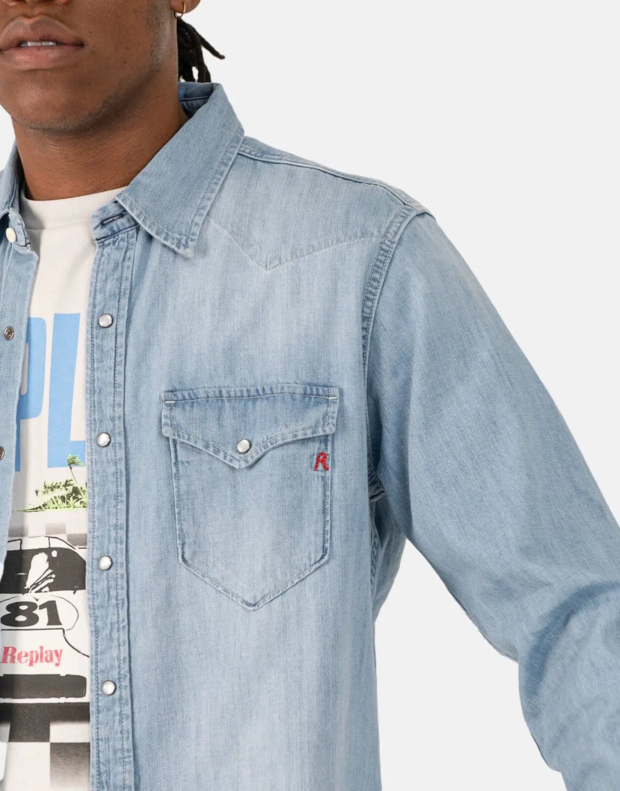 Replay Denim Mid Wash Blue Shirt - Subwear