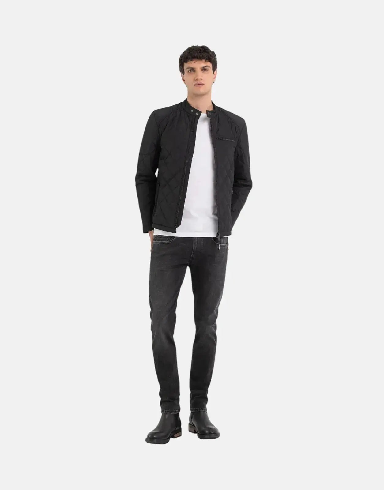 Replay Diamond Quilted Puffer Black Jacket - Subwear