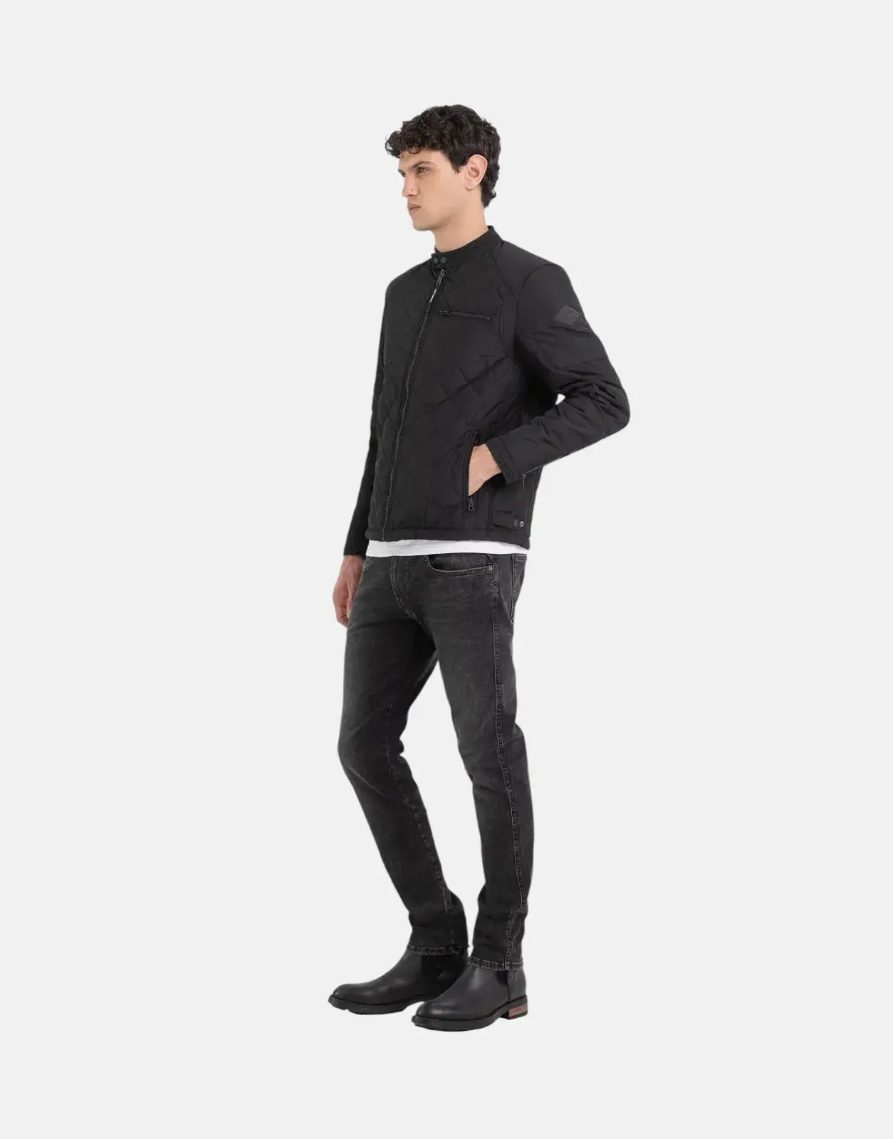Replay Diamond Quilted Puffer Black Jacket - Subwear