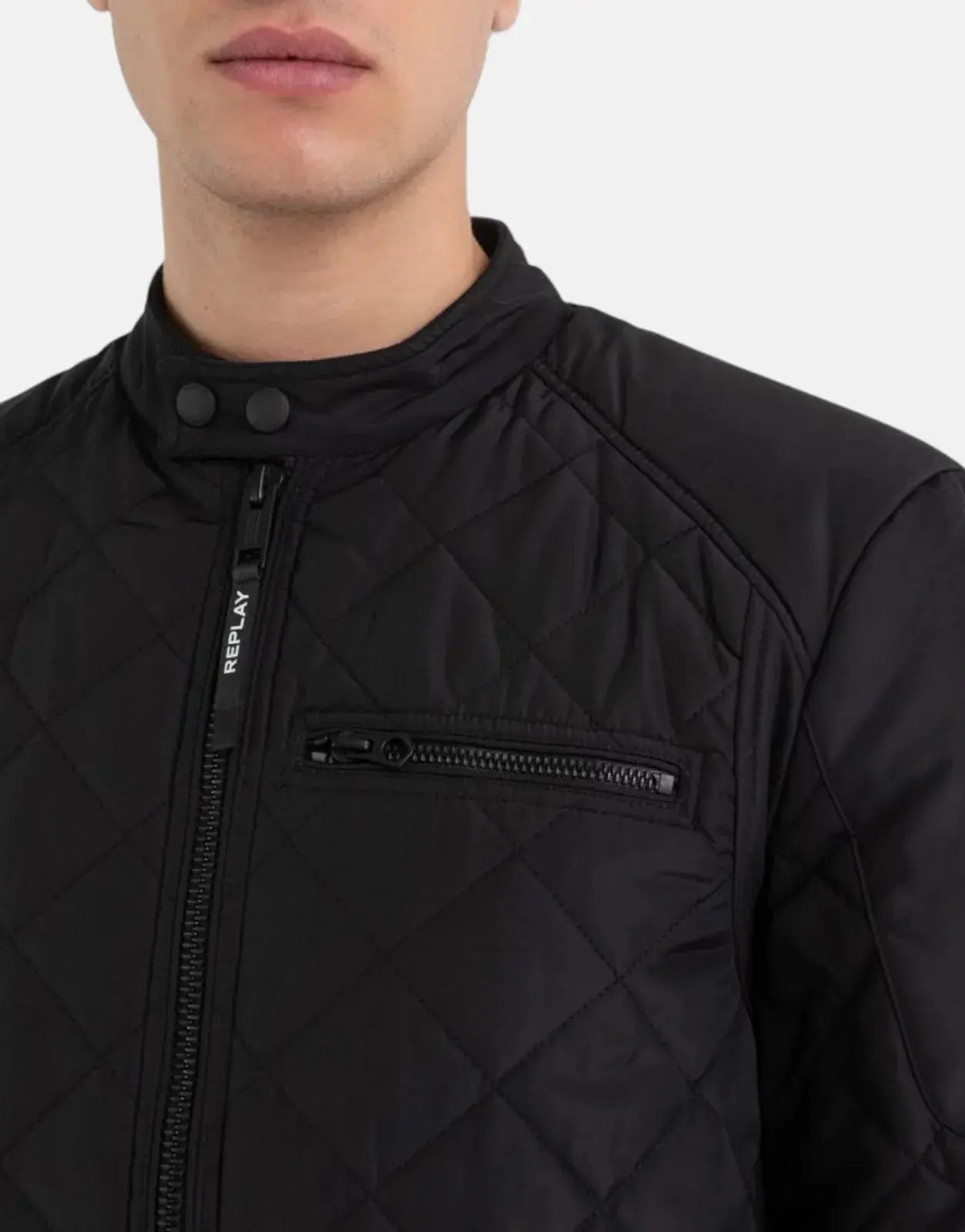 Replay Diamond Quilted Puffer Black Jacket - Subwear