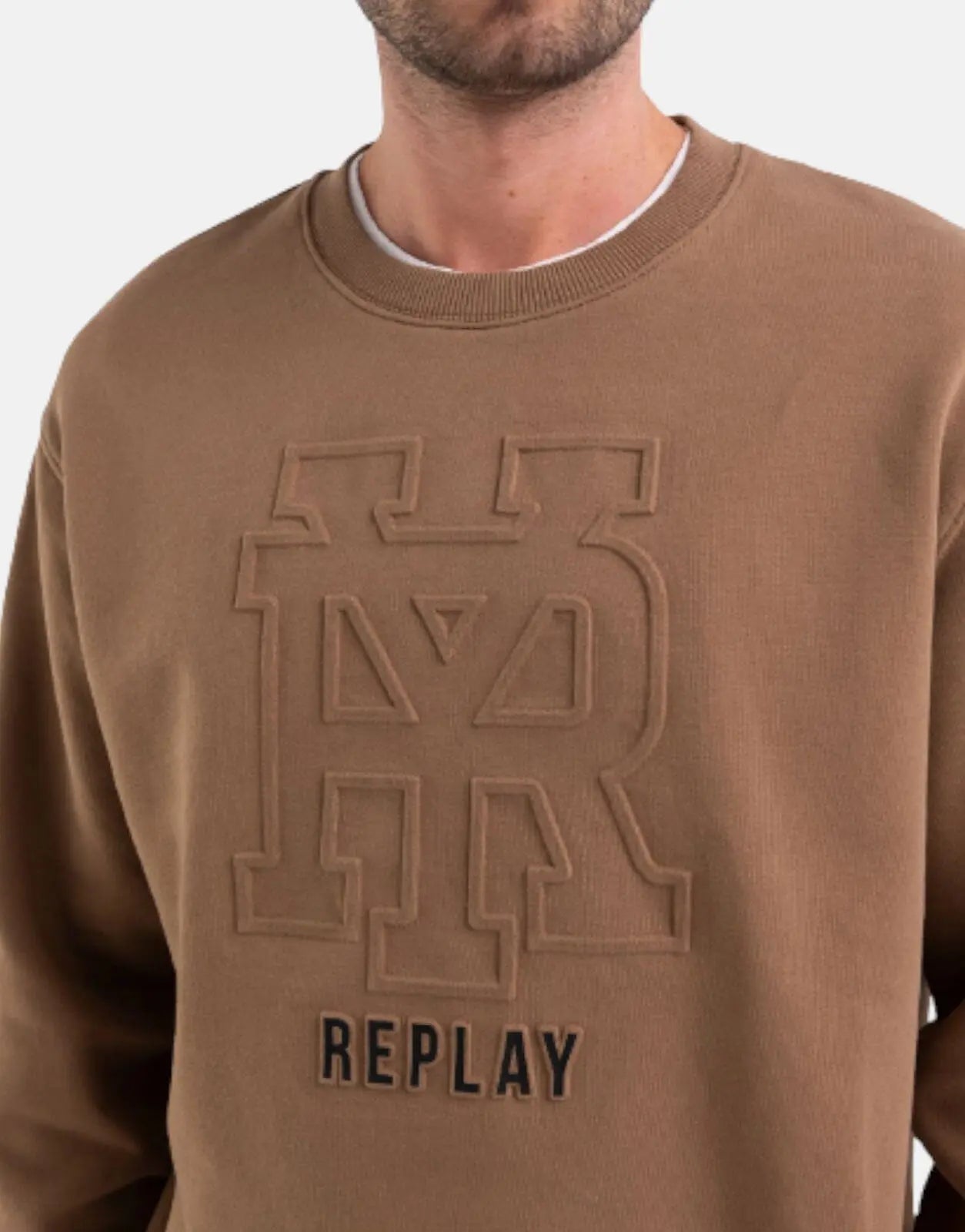 Replay Emossed Logo Brown Sweatshirt - Subwear