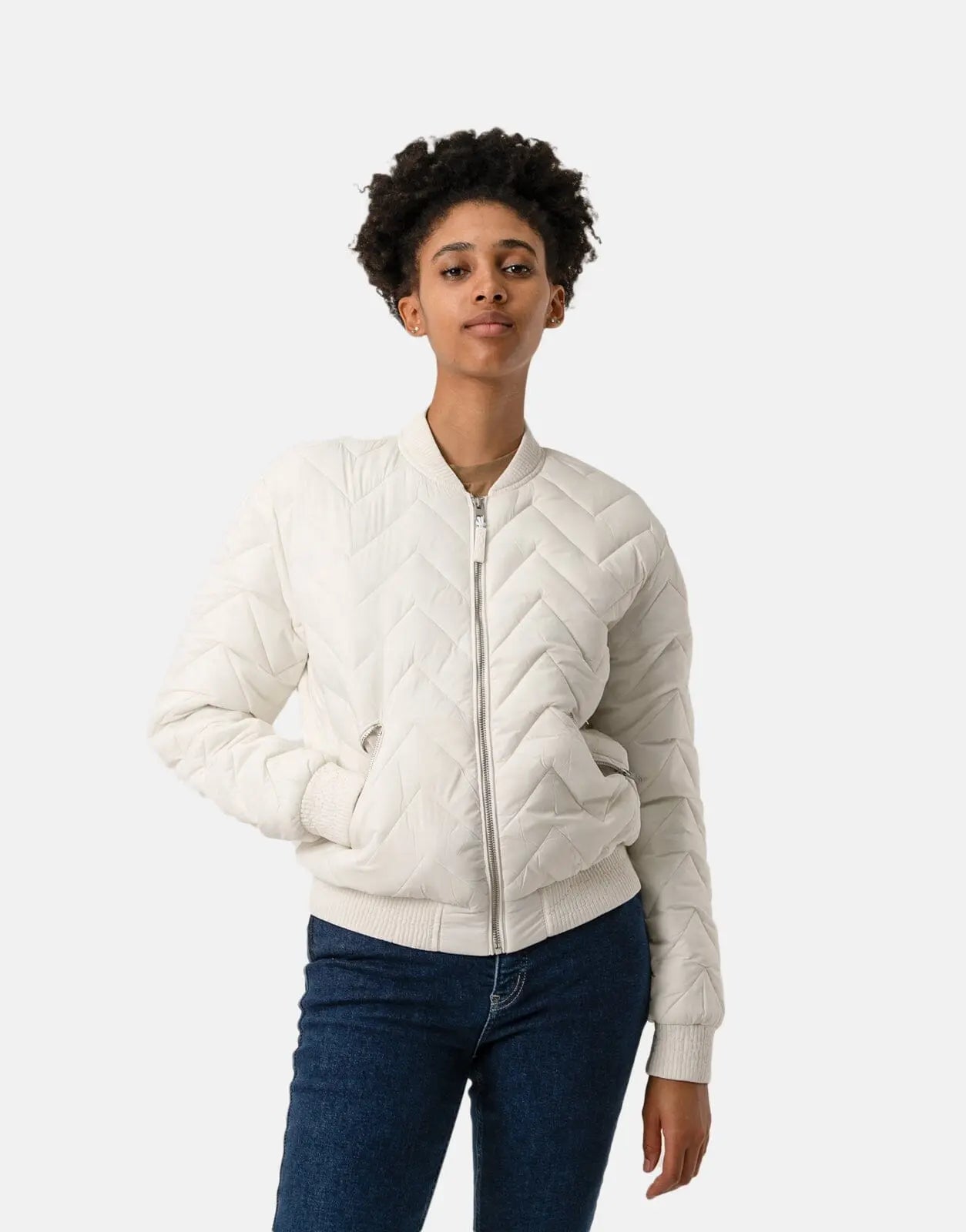 Replay Light Weight Tuks Jacket Butter White - Subwear