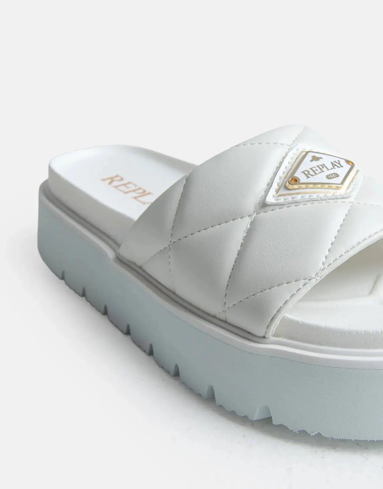 Replay Muddy Quilt White Slides - Subwear