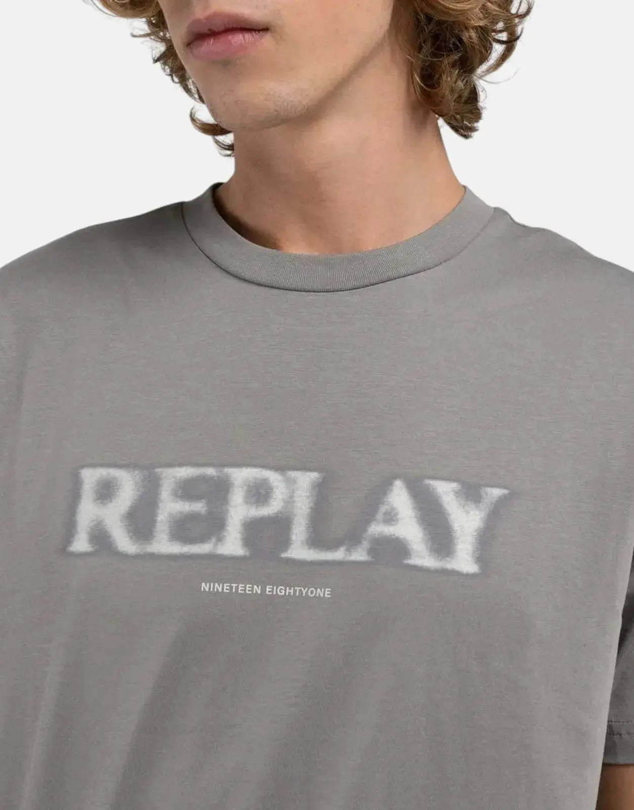 Replay Nineteen Eightyone Faded Grey Military Logo T-Shirt - Subwear