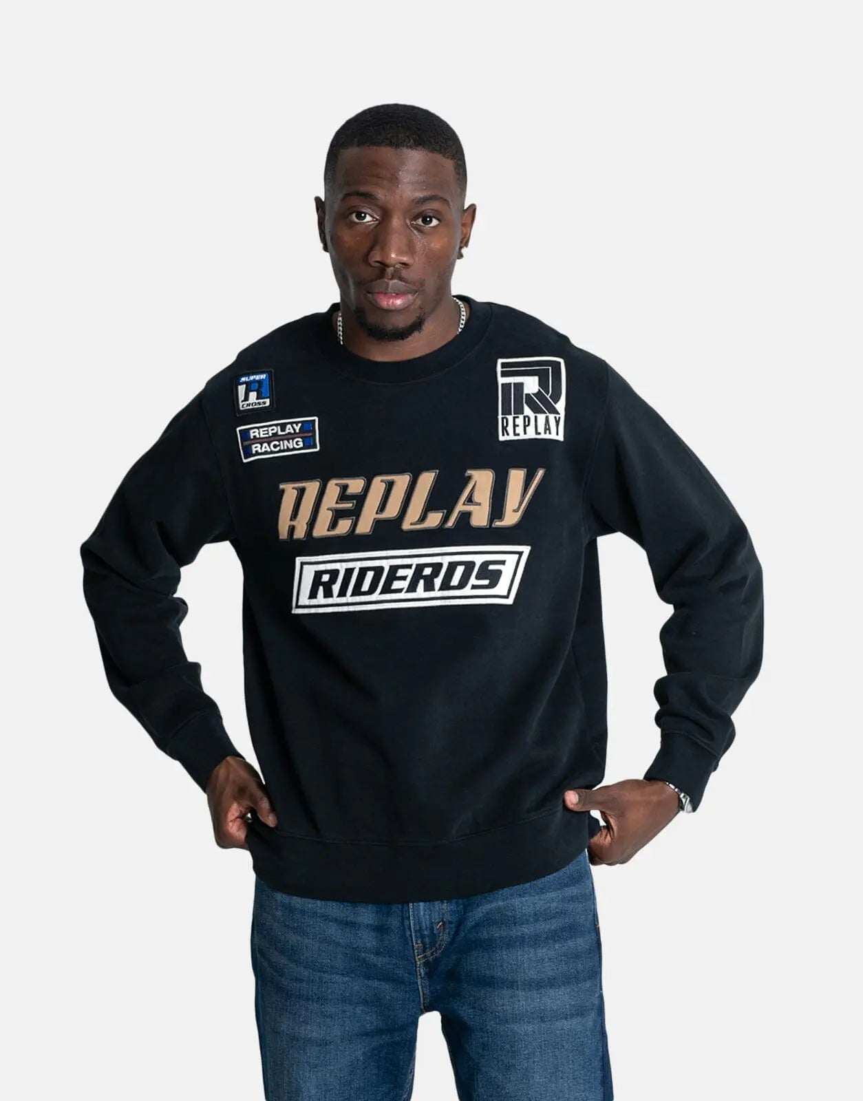 Replay Racing Badges Sweatshirt Black - Subwear