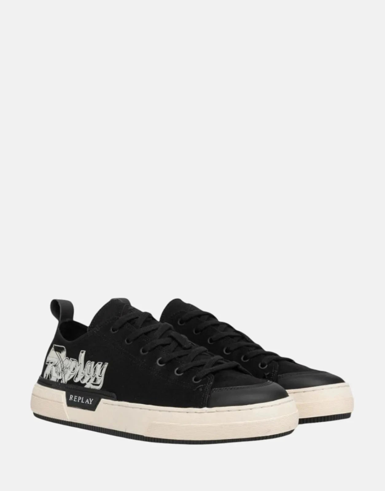 Replay Raily Low Graffiti Black Sneakers - Subwear