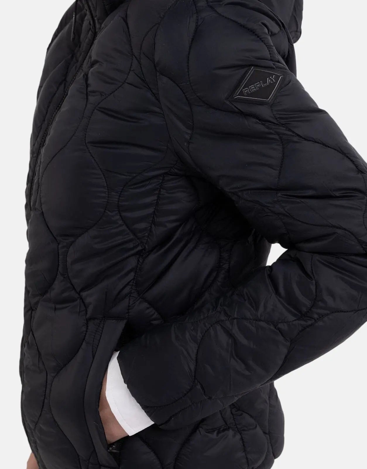 Replay Recycled Quilted Black Ladies Jacket - Subwear