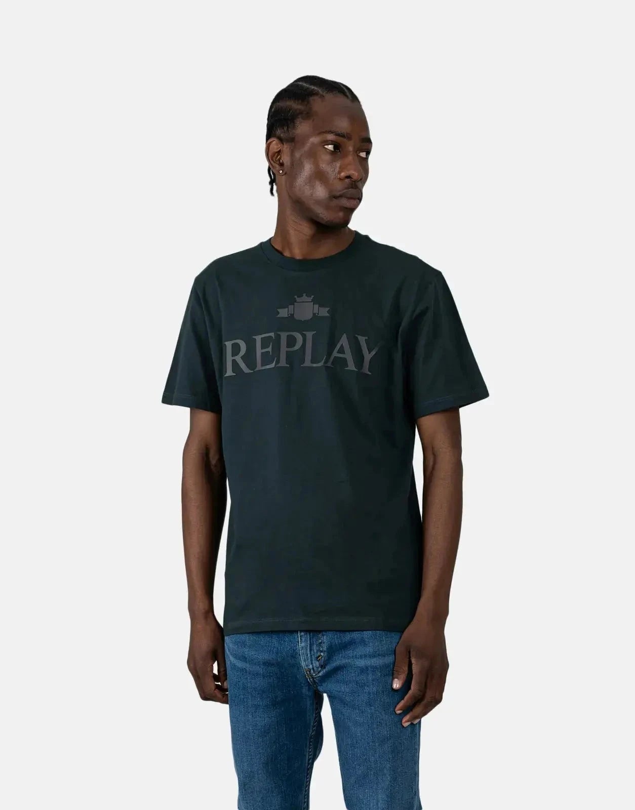 Replay Rubber Logo Print Black T-Shirt - Subwear