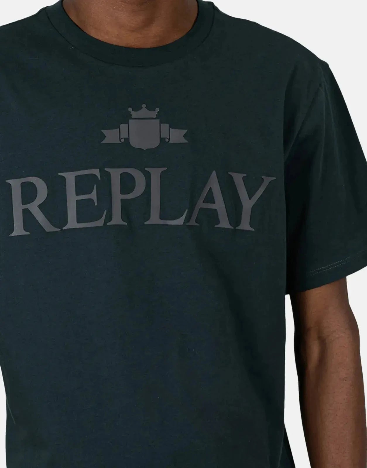 Replay Rubber Logo Print Black T-Shirt - Subwear