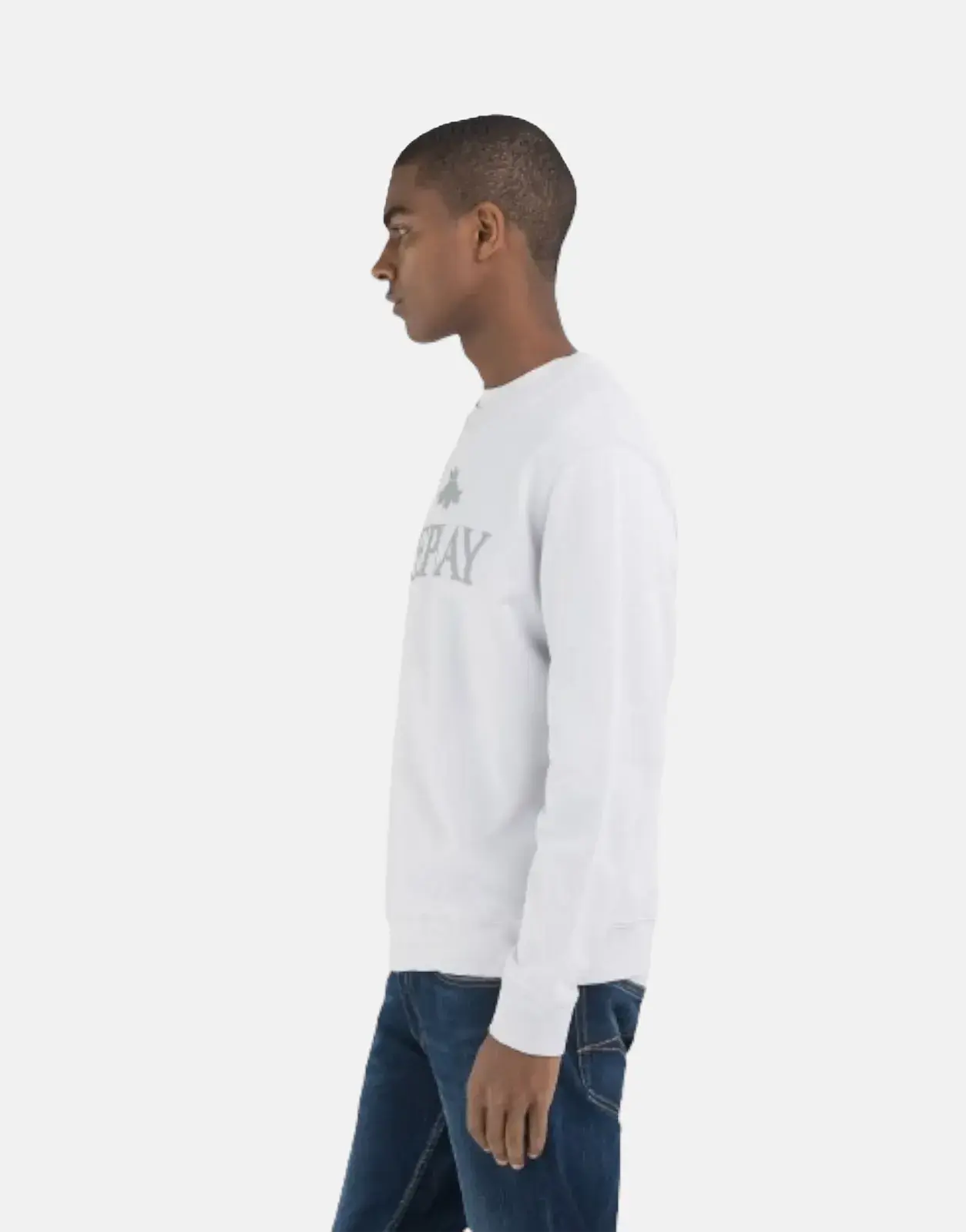 Replay University Large Font Logo Artic Grey Sweatshirt - Subwear