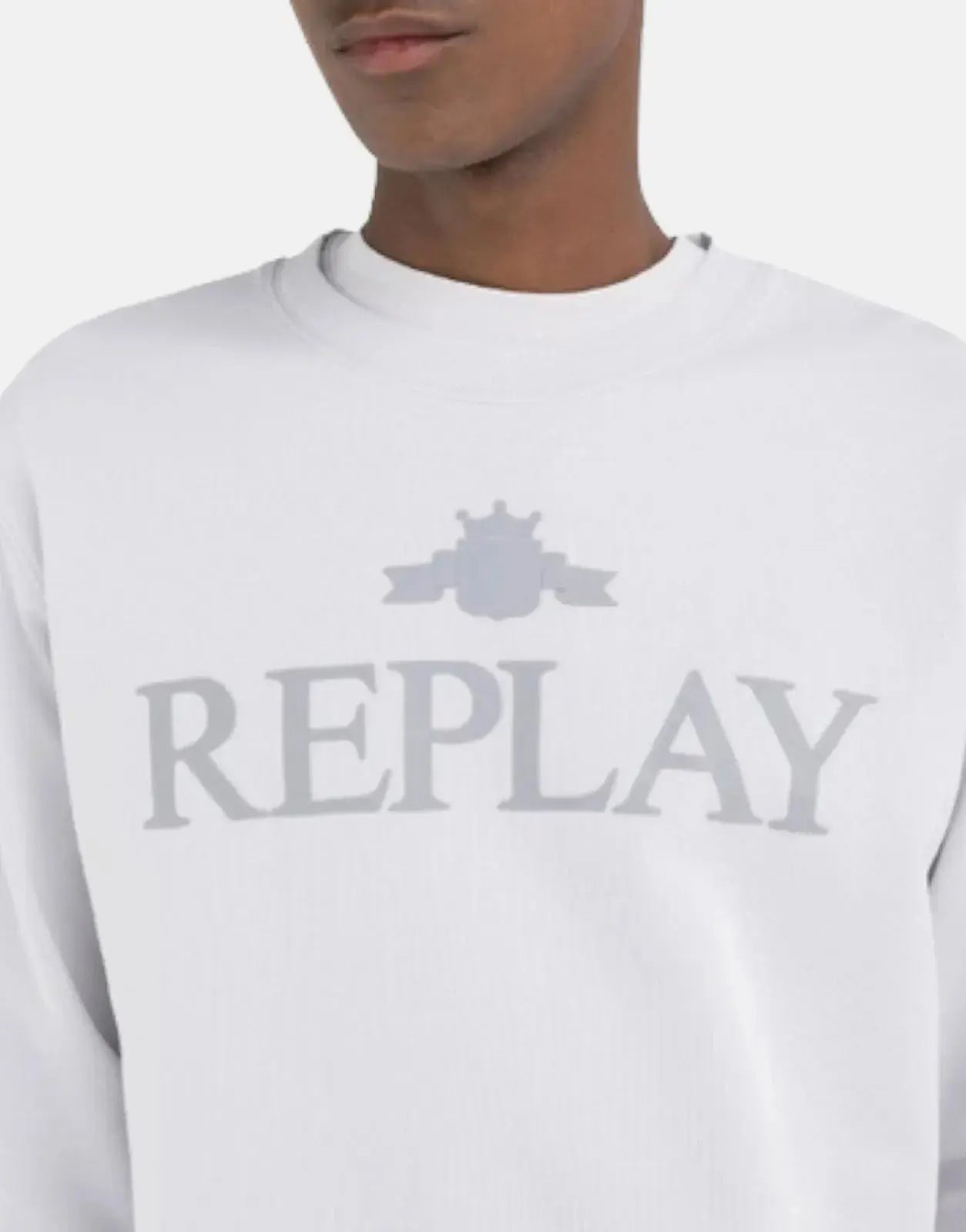 Replay University Large Font Logo Artic Grey Sweatshirt - Subwear