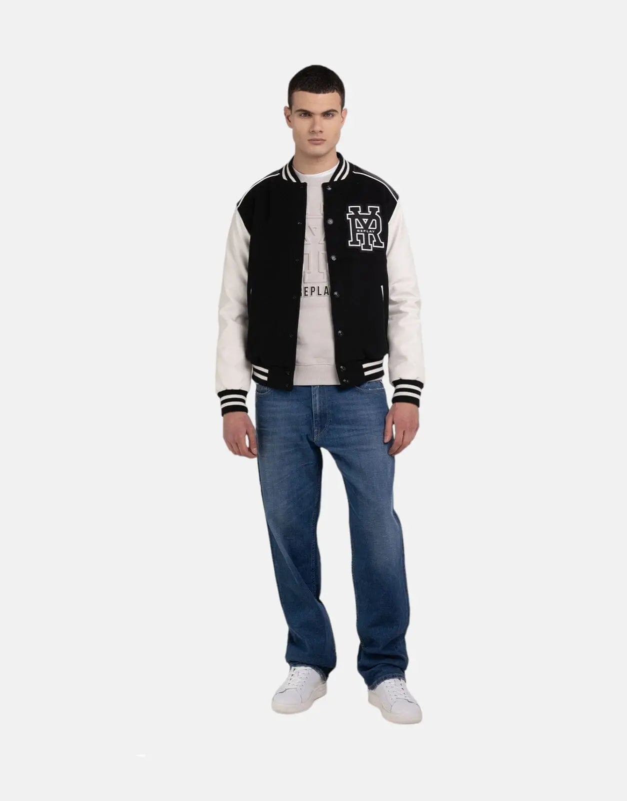 Replay Varsity Jacket Black/Ivory - Subwear