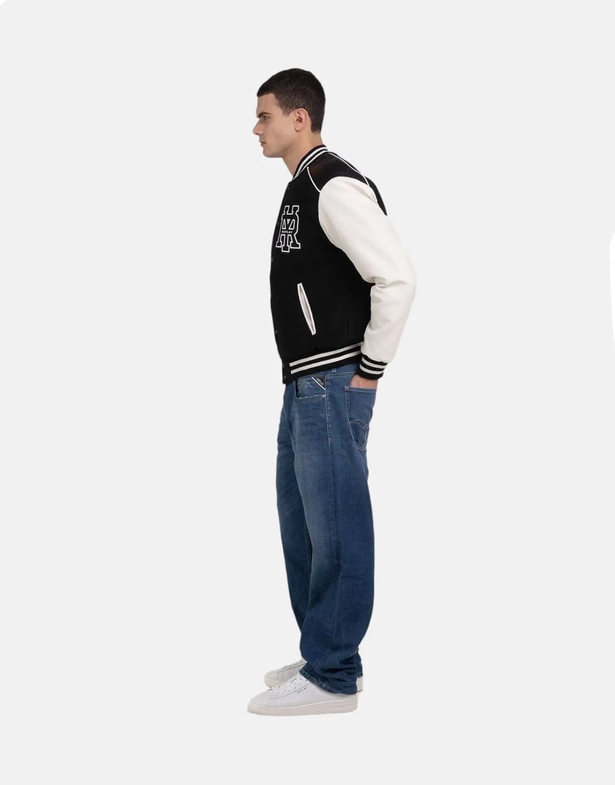 Replay Varsity Jacket Black/Ivory - Subwear