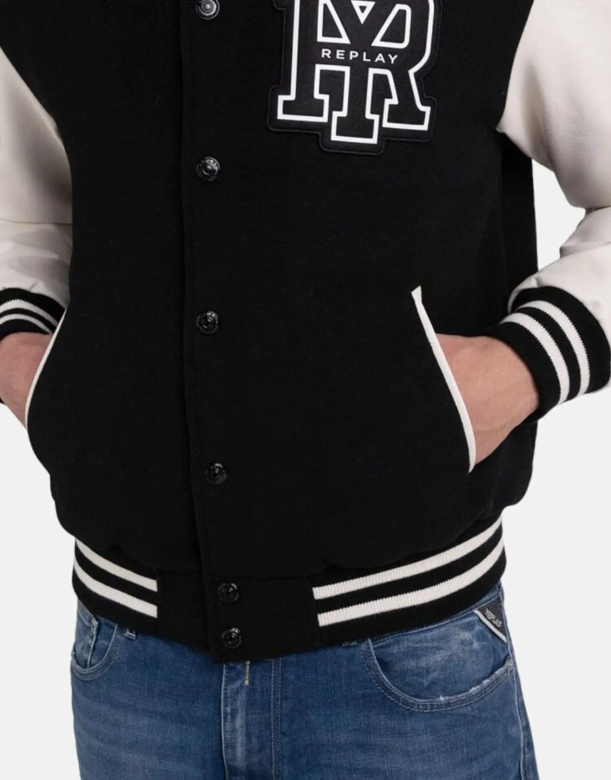 Replay Varsity Jacket Black/Ivory - Subwear