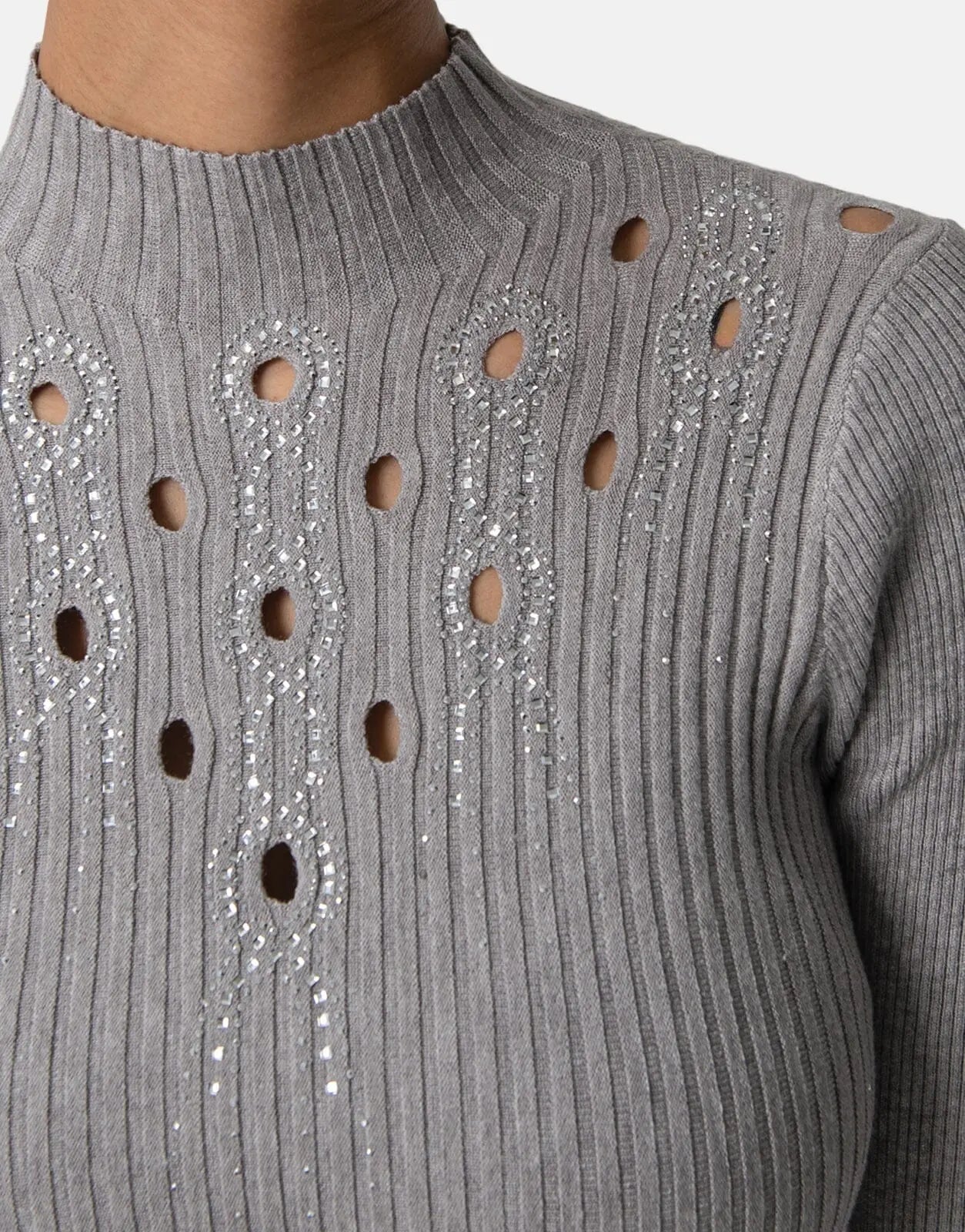 Sissy Boy Bling Open Work Detail Knit Top - Subwear