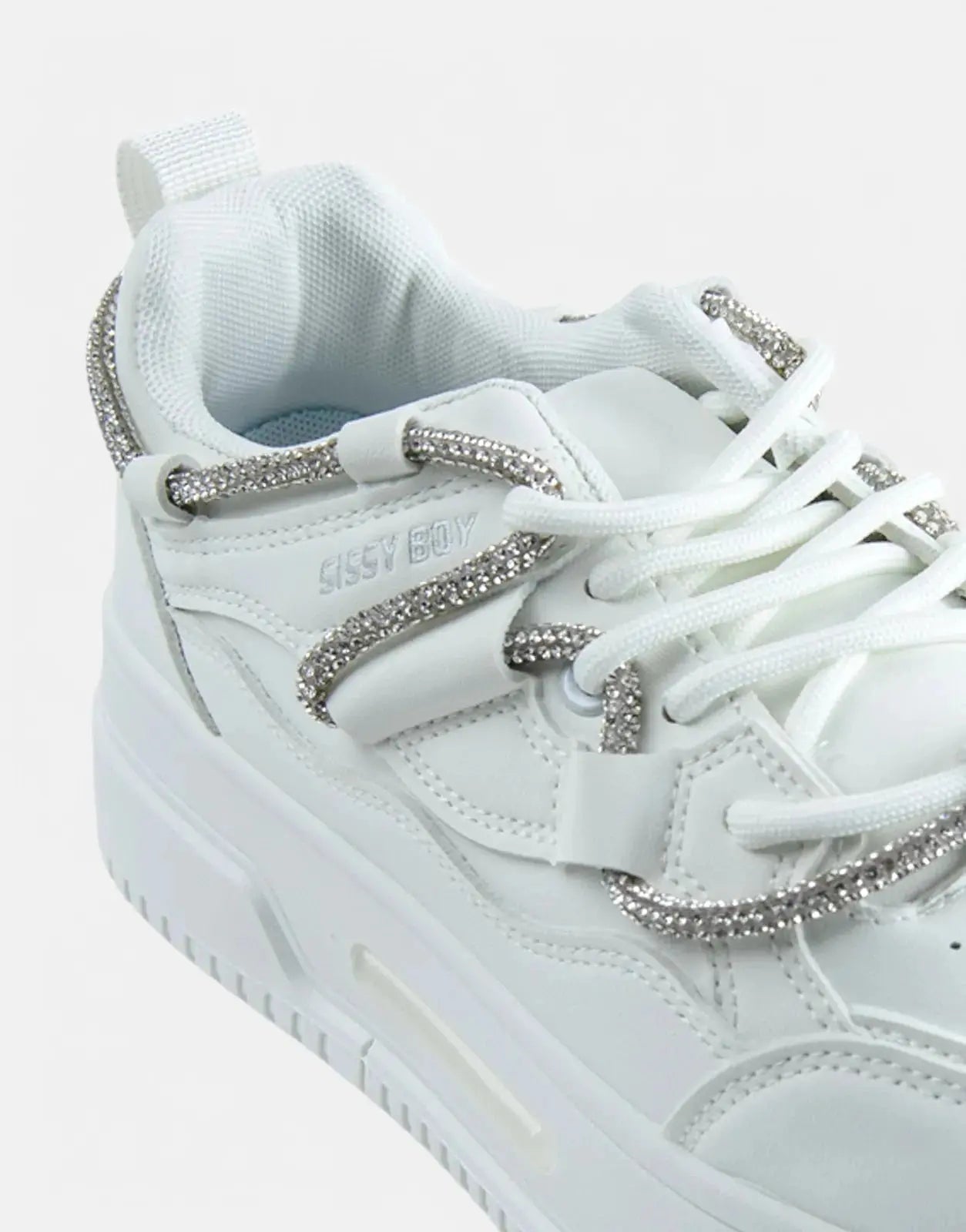 Sissy Boy Chunky White Diamante Band Sneakers - Subwear