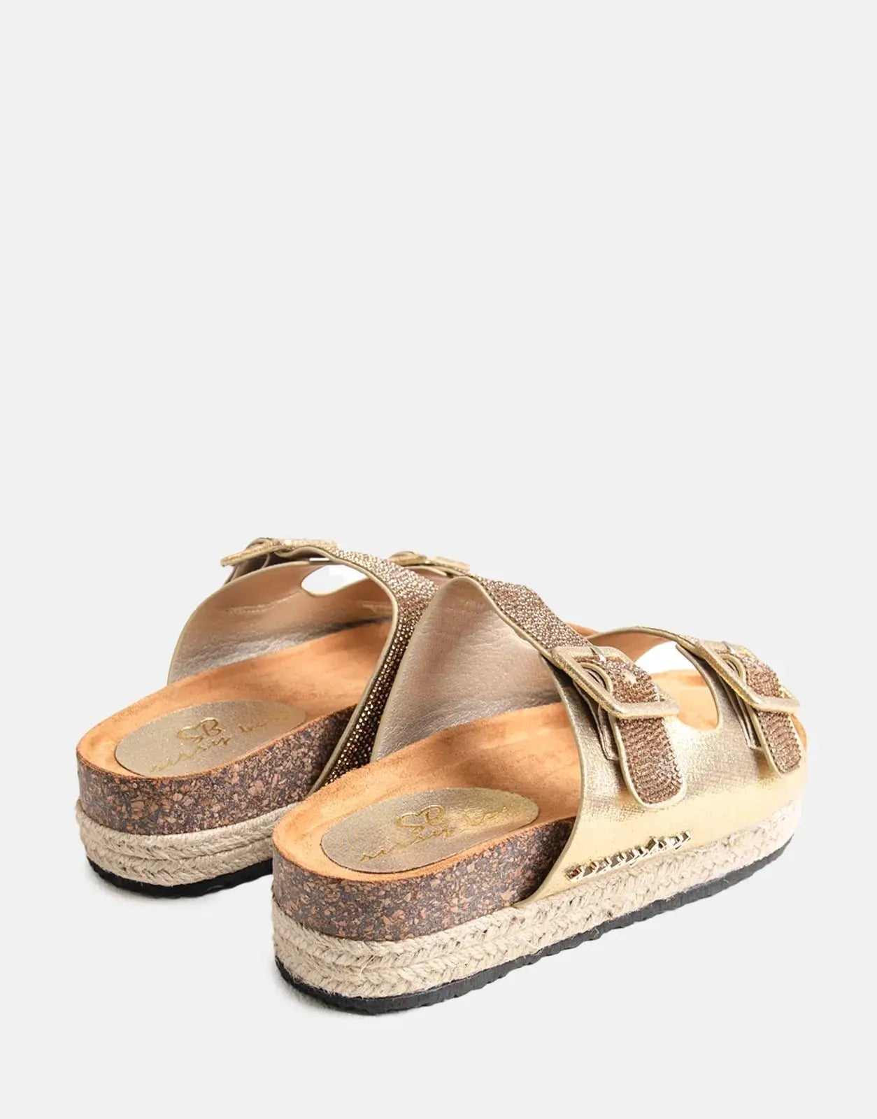 Sissy Boy Double Buckle Espadrille Slide Gold - Subwear