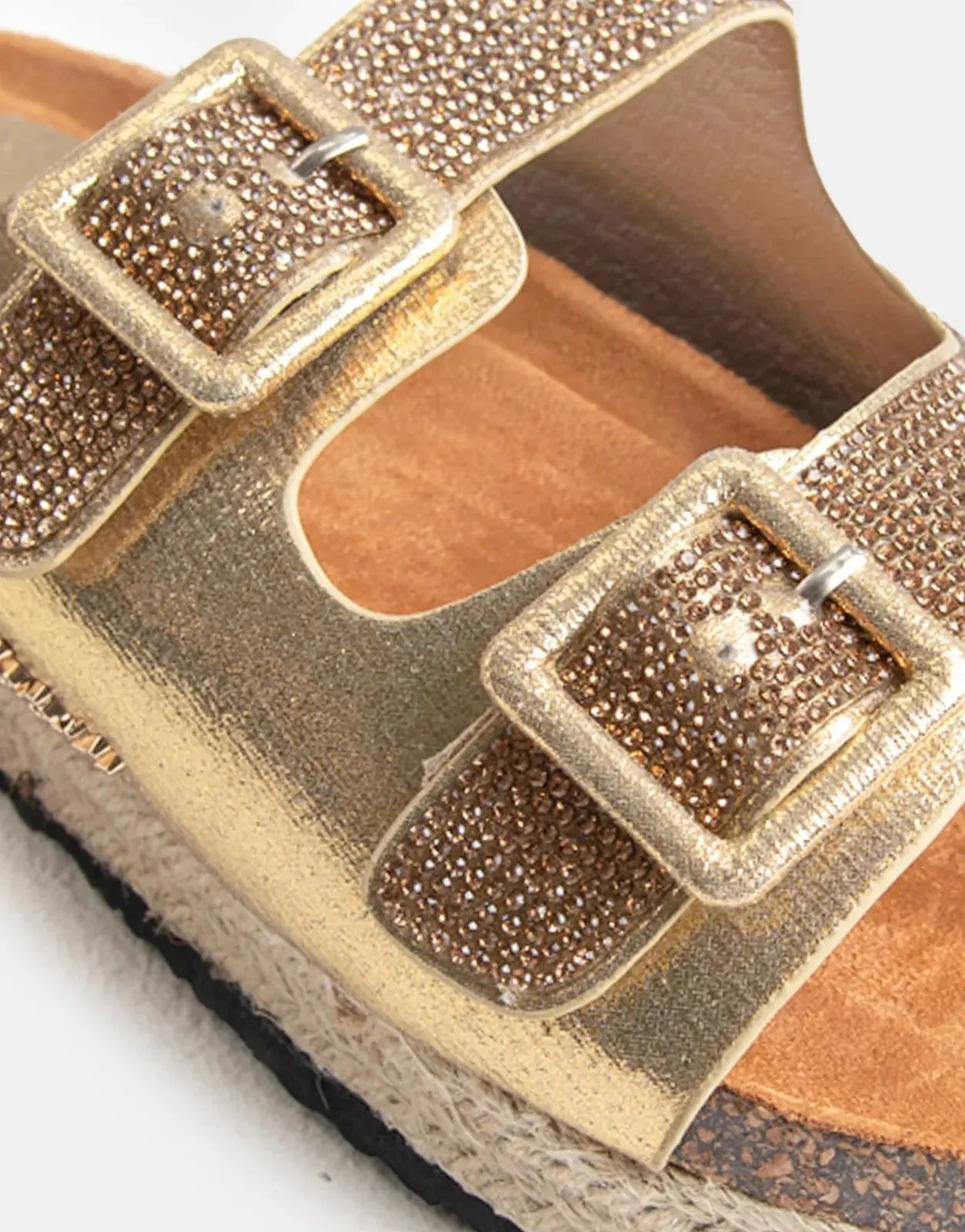 Sissy Boy Double Buckle Espadrille Slide Gold - Subwear