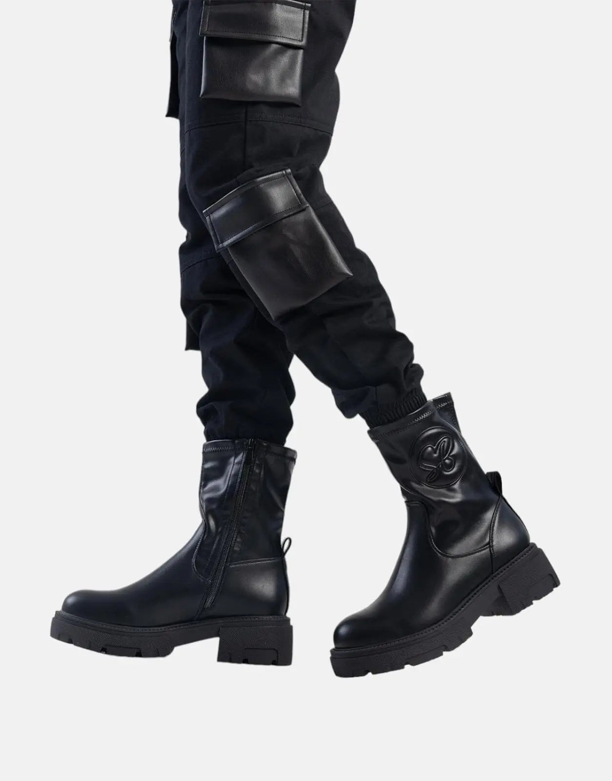 Sissy Boy Embossed Side Logo Stretch PU Boots - Subwear