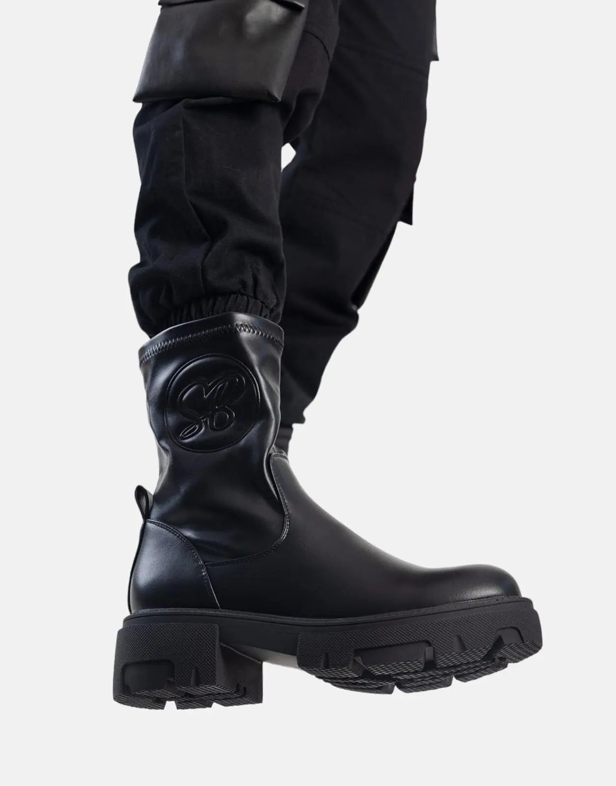Sissy Boy Embossed Side Logo Stretch PU Boots - Subwear