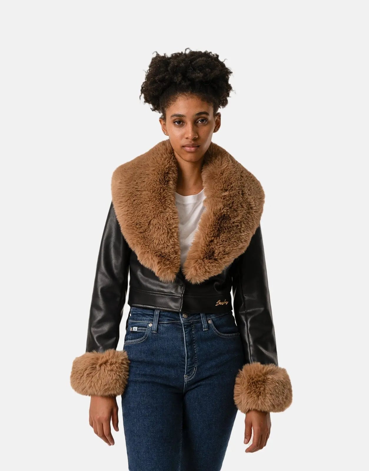 Sissy Boy Faux Leather Fur Collar Jacket Blk/Brown - Subwear