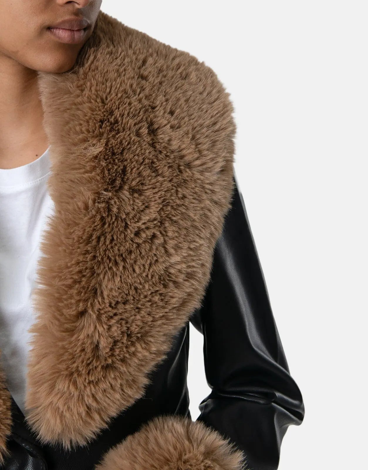 Sissy Boy Faux Leather Fur Collar Jacket Blk/Brown - Subwear