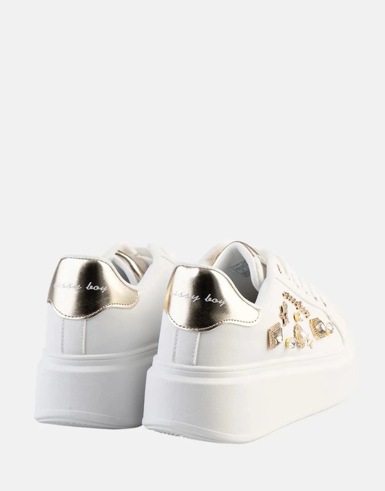 Sissy Boy Gem Details Platform White Sneakers - Subwear