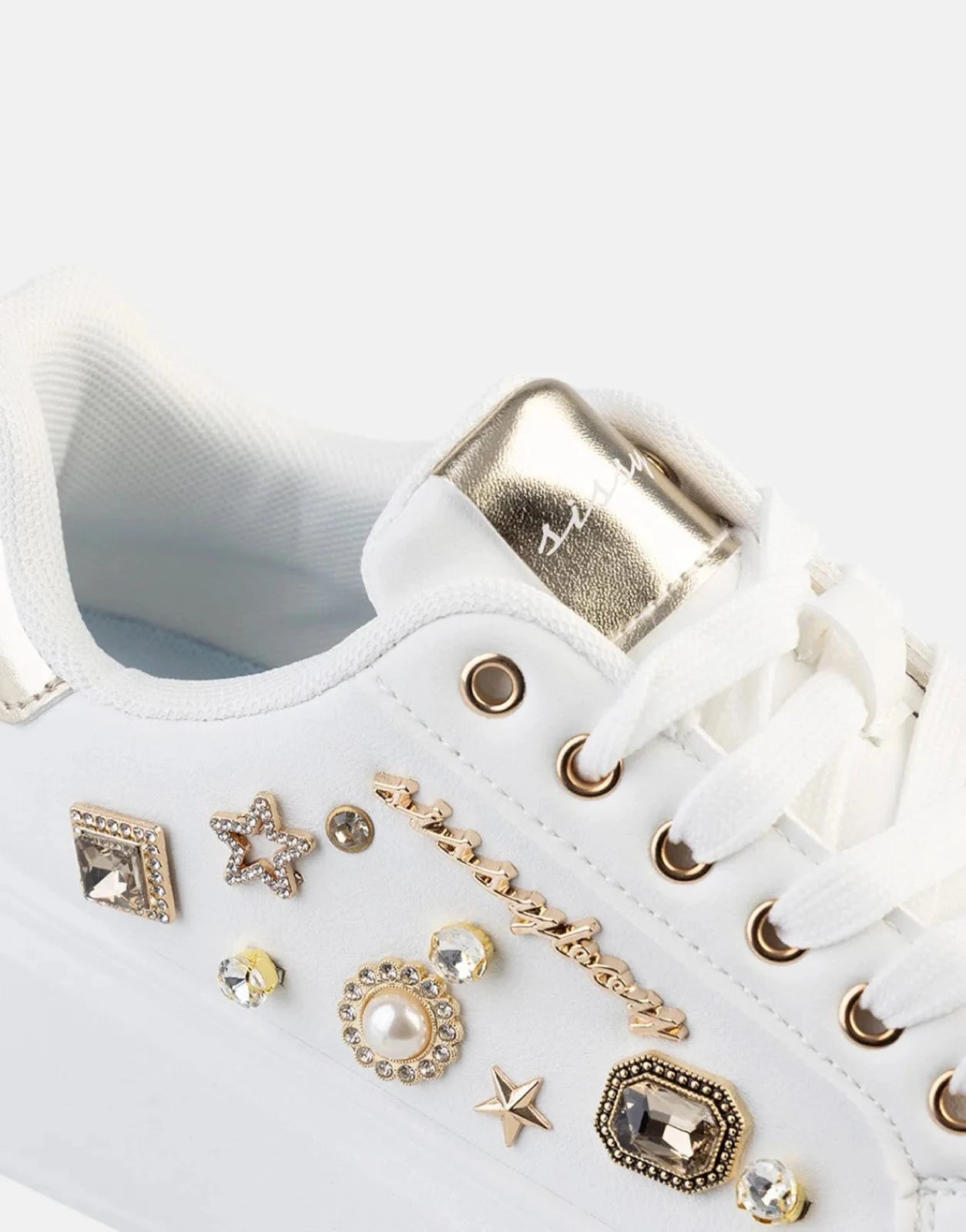Sissy Boy Gem Details Platform White Sneakers - Subwear