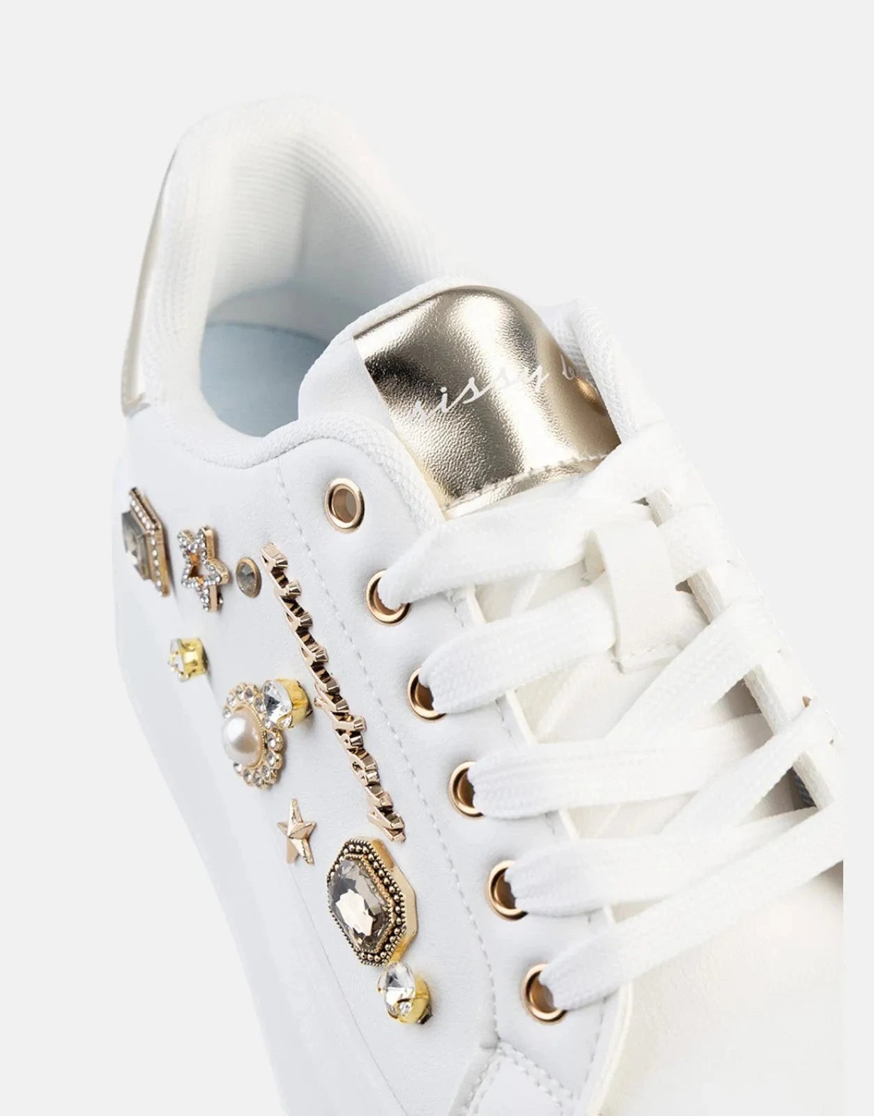Sissy Boy Gem Details Platform White Sneakers - Subwear