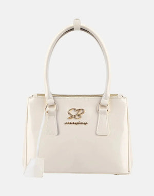 Sissy Boy Gold Detail Cream Small Tote Patent Bag - Subwear