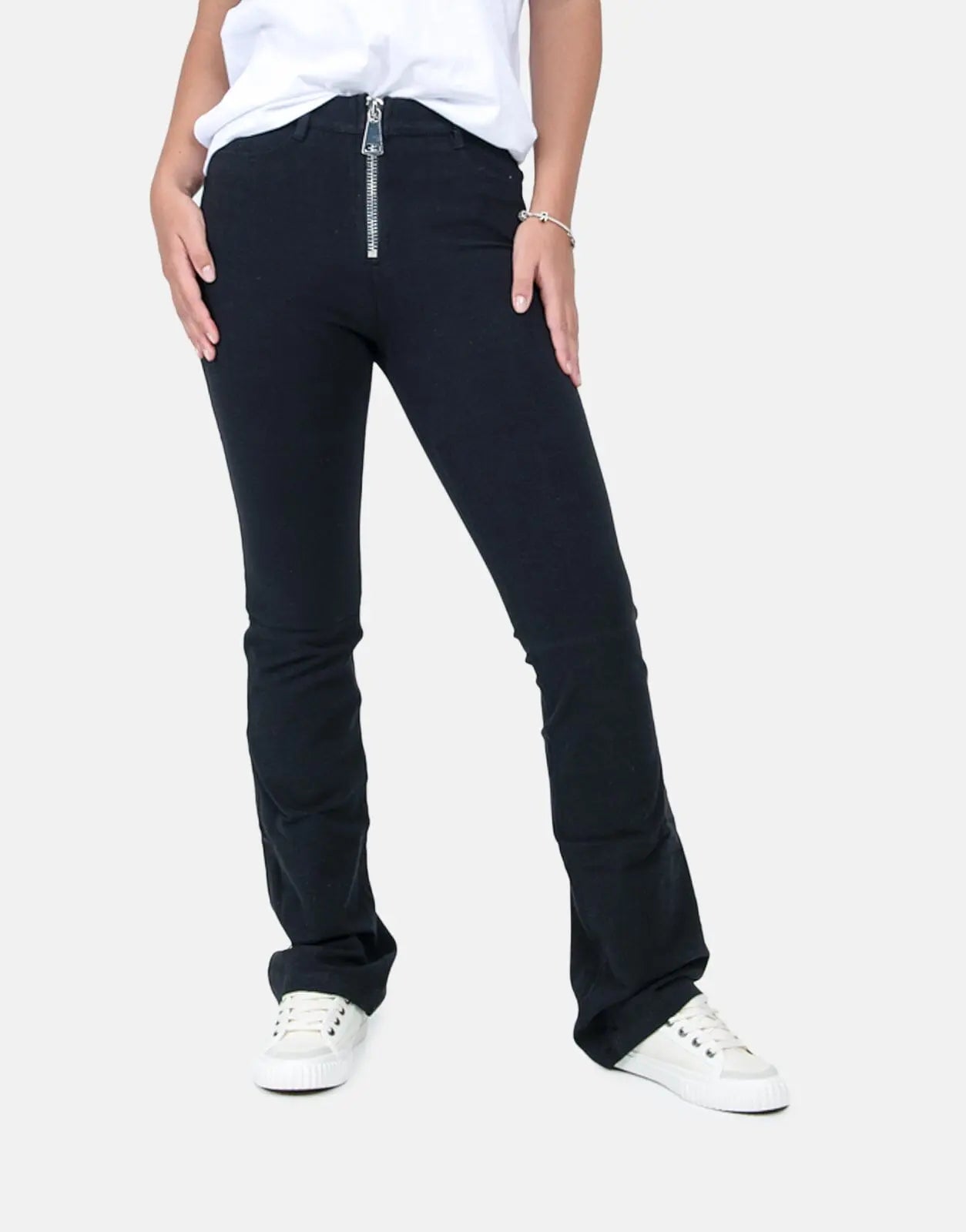 Sissy Boy Zip Knit High Waisted Black Denim Bootleg Jeans - Subwear