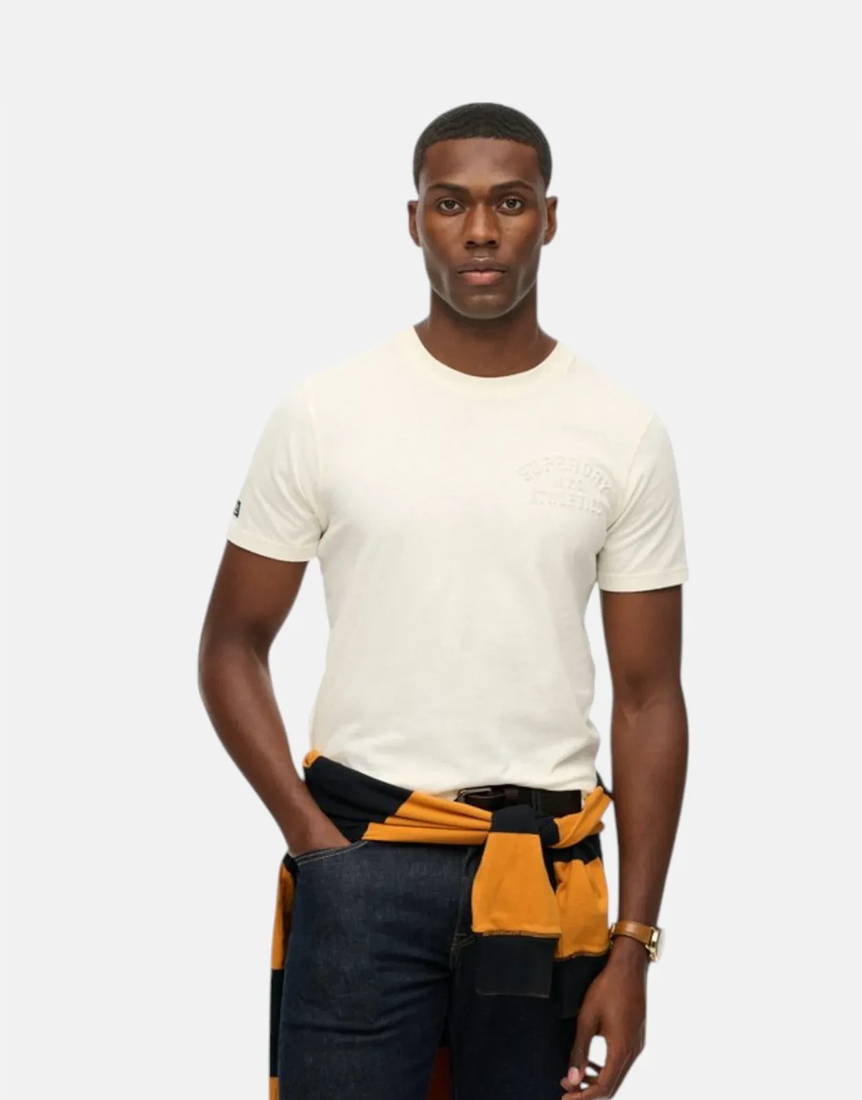 Superdry Athletic Emboss Relaxed Bone White T-Shirt - Subwear