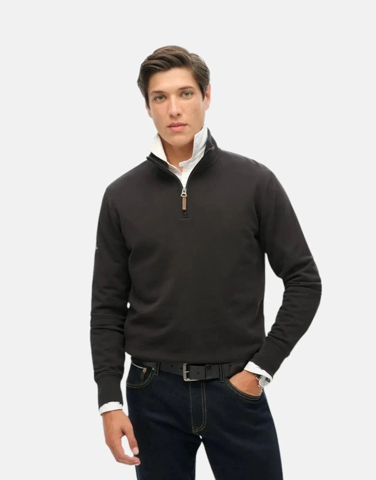 Superdry Core Logo Henley Black Sweatshirt - Subwear
