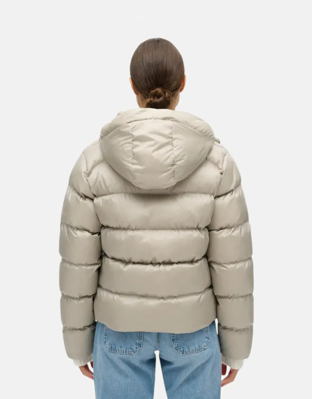 Superdry Hooded Luxe Sports Oyster Cream Sheen Jacket - Subwear