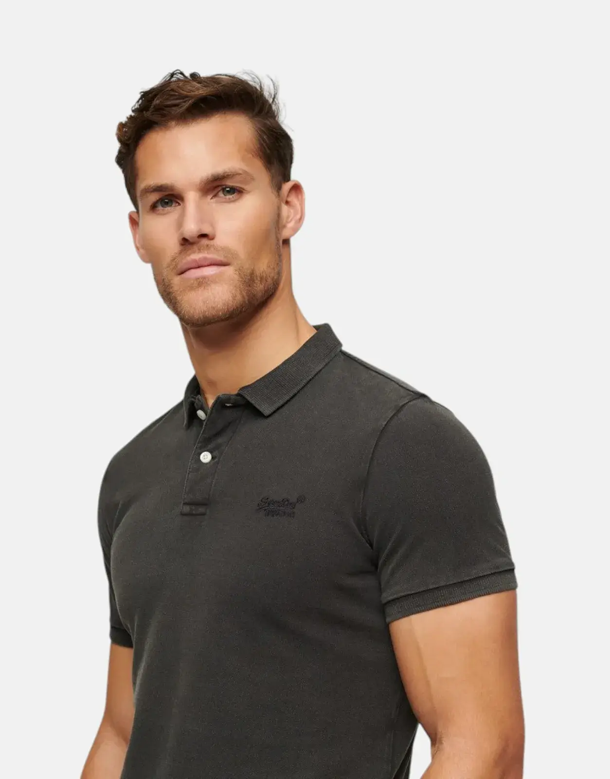 Superdry Vint Destroy Black Polo Shirt - Subwear