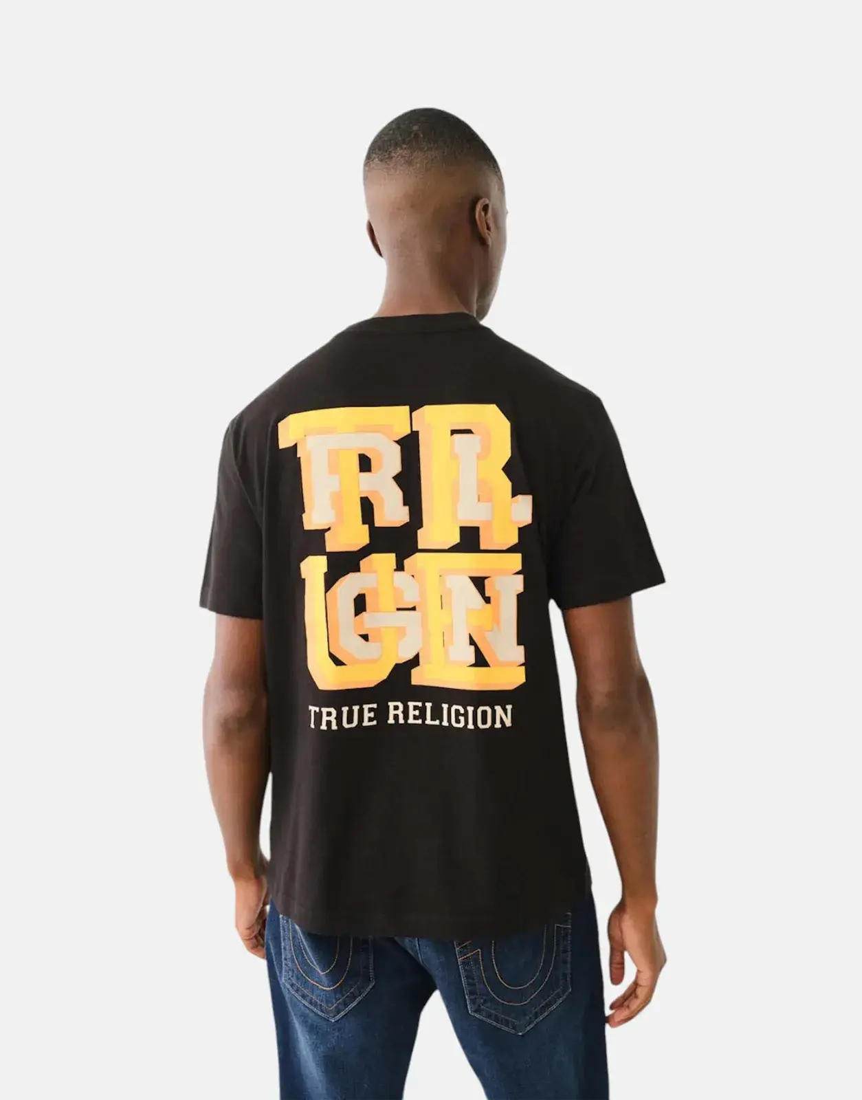 True Religion High Density Letter Black T-Shirt - Subwear