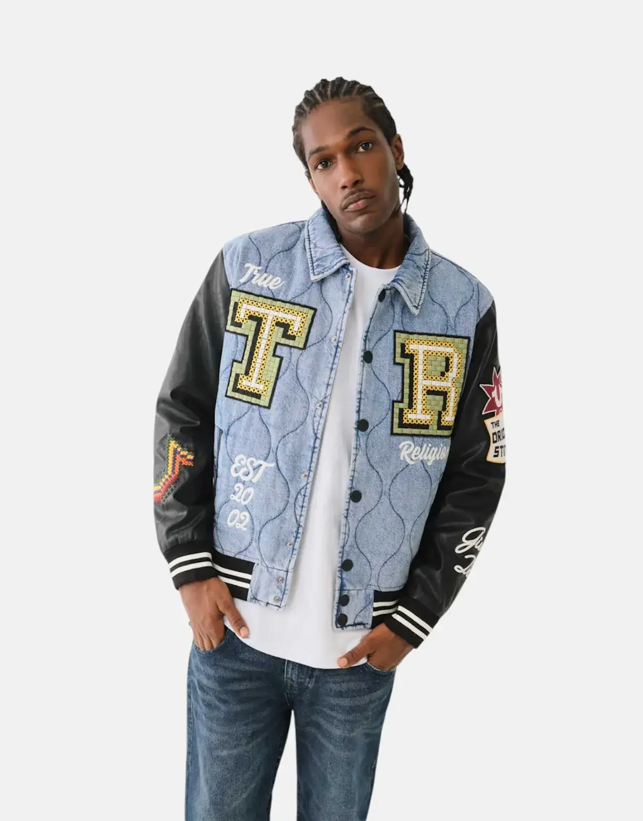 True Religion Quilted Varsity Denim Jacket - Subwear