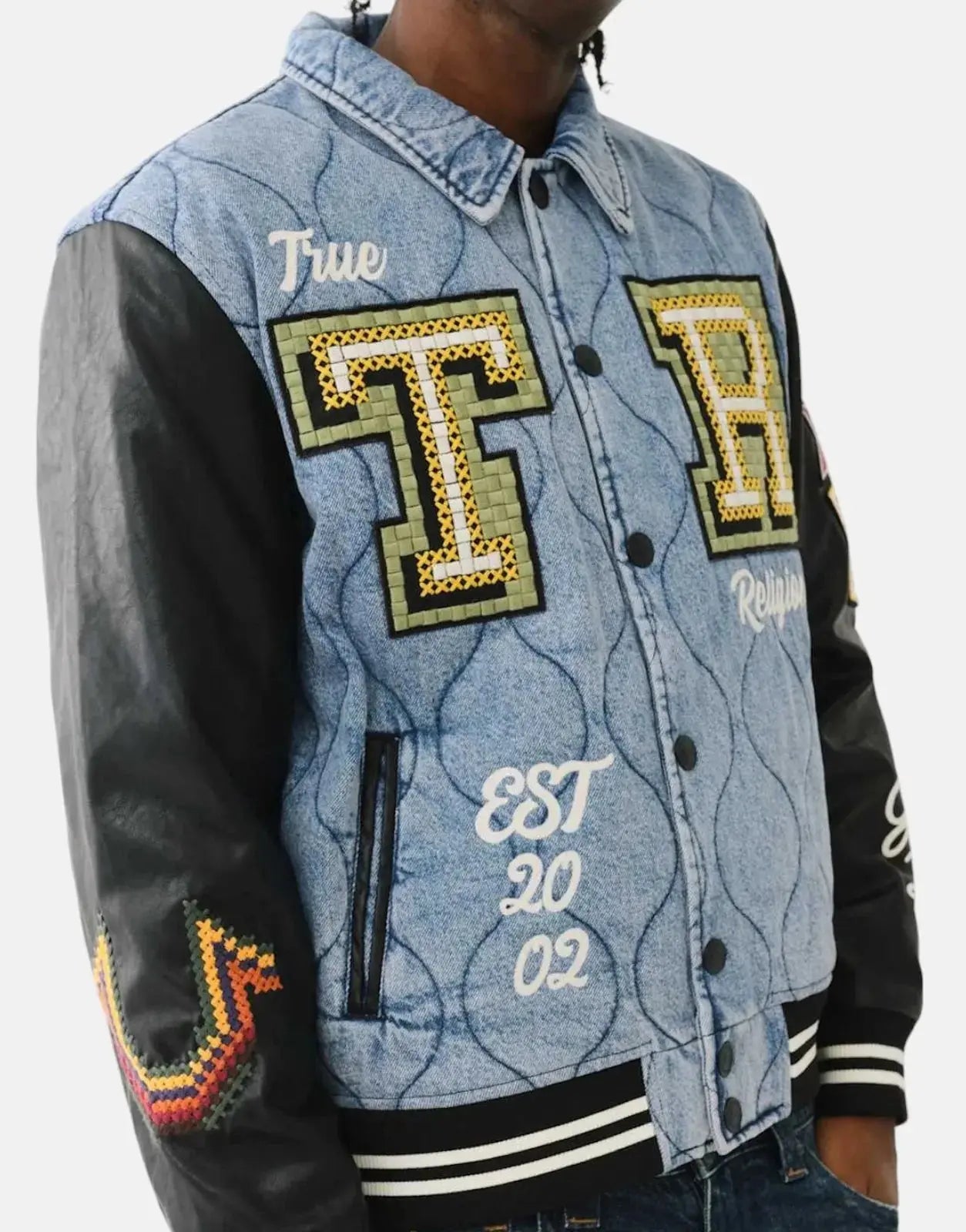 True Religion Quilted Varsity Denim Jacket - Subwear
