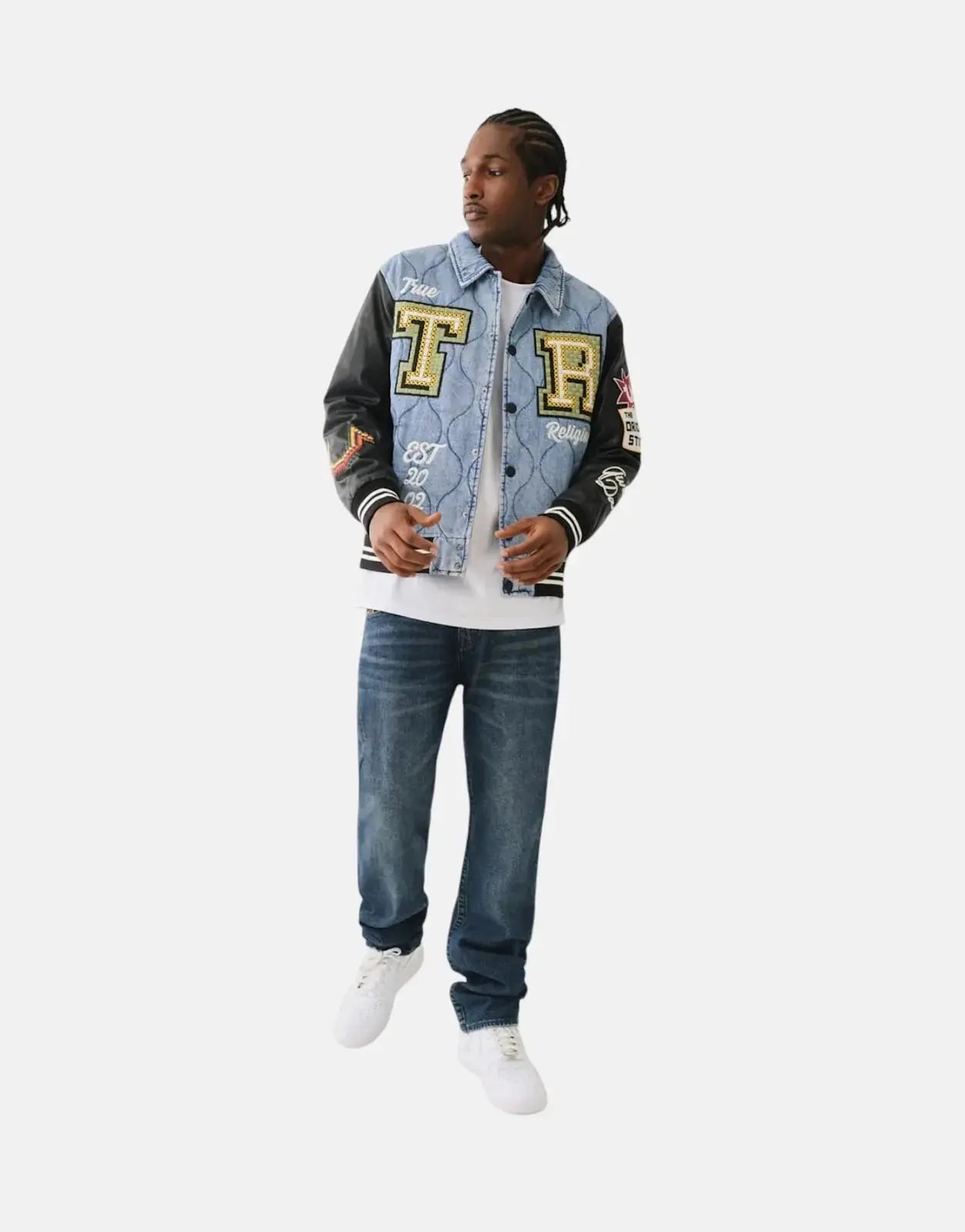 True Religion Quilted Varsity Denim Jacket - Subwear