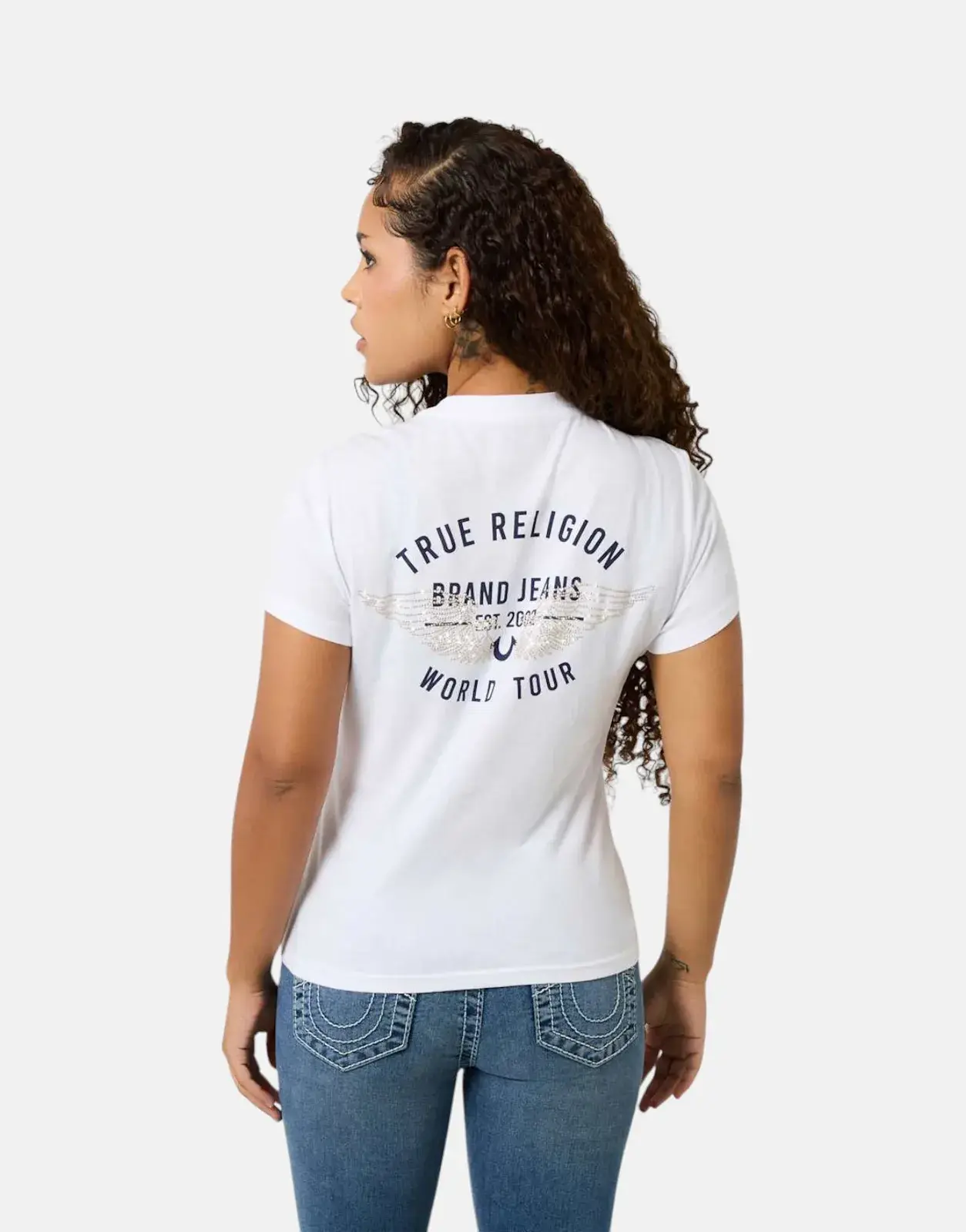 True Religion Retro Crystal Wing White T-Shirt - Subwear