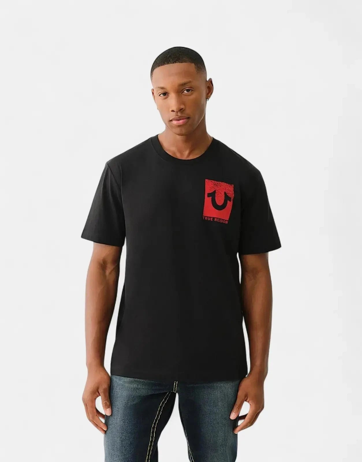 True Religion Ss Buddha Face Flock T-Shirt Black - Subwear