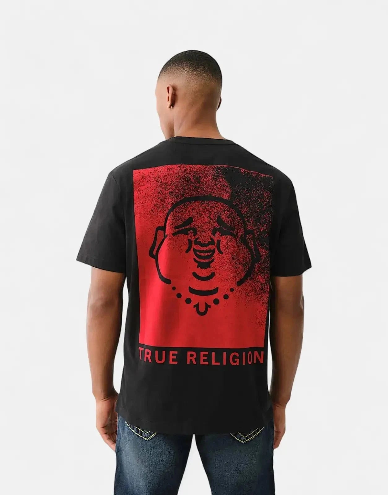 True Religion Ss Buddha Face Flock T-Shirt Black - Subwear